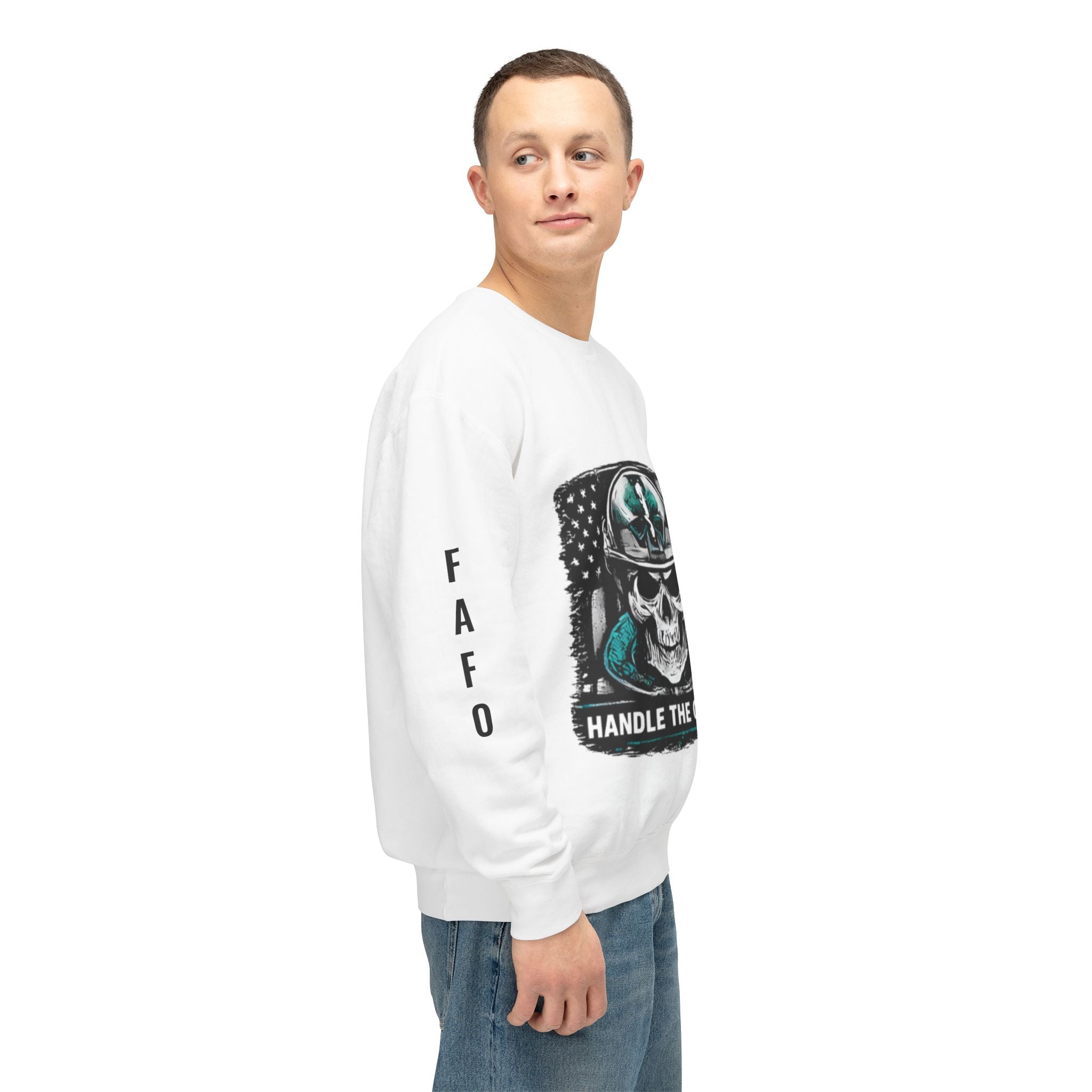Handle The Chaos Sweatshirt — Military Skull Flag Crewneck