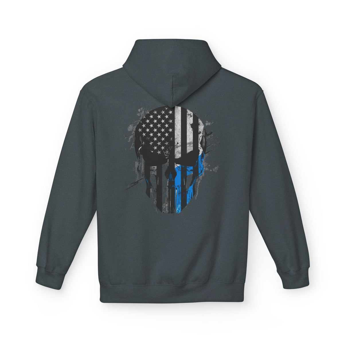 Thin Blue Line Skull Hoodie – Police Support American Flag Back Print
