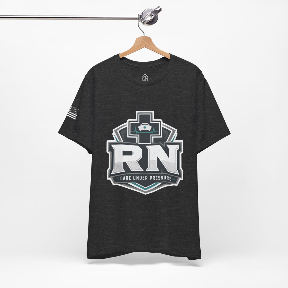 RN Nurse Logo T‑Shirt — Care Under Pressure Crew Tee