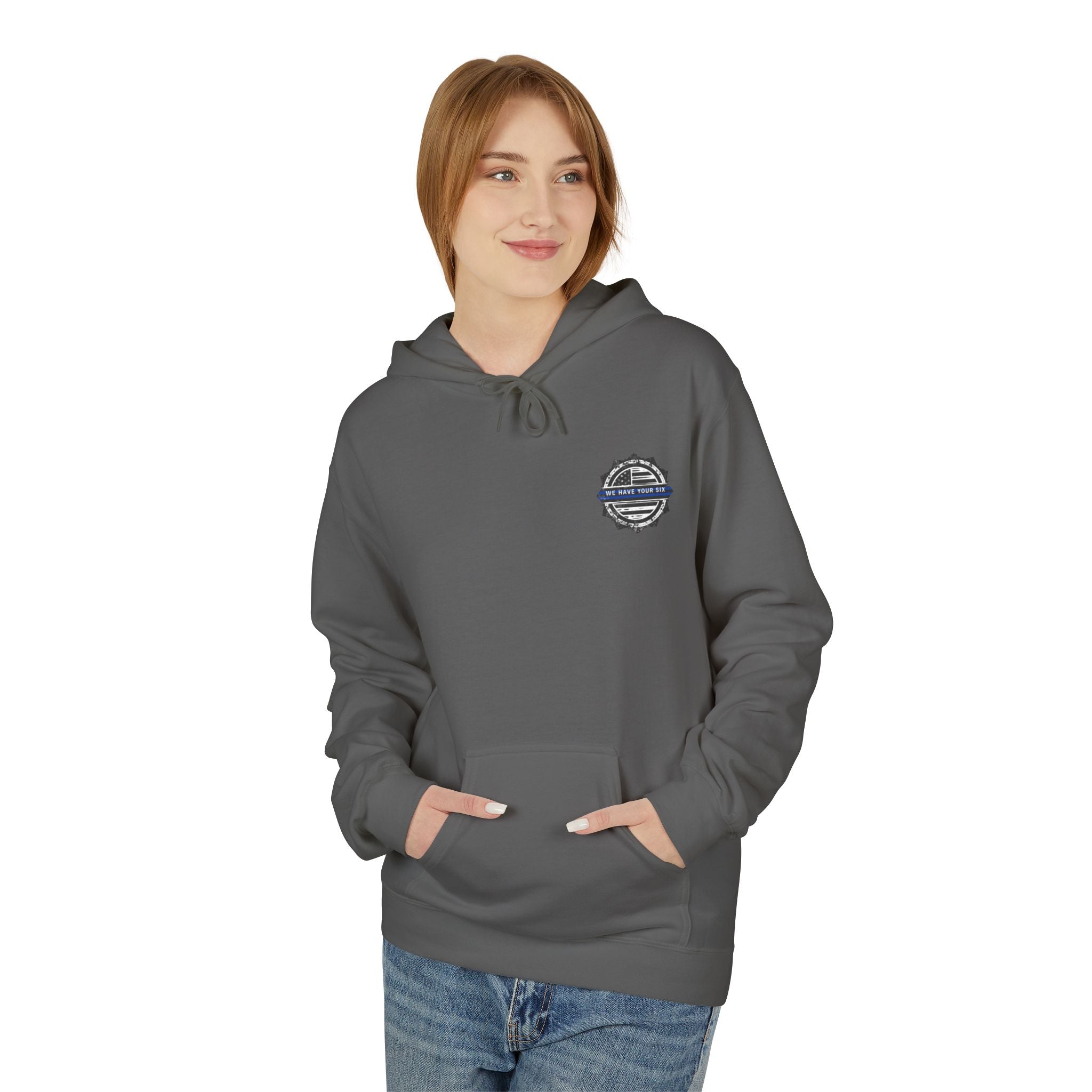 Thin Blue Line Skull Hoodie – Police Support American Flag Back Print