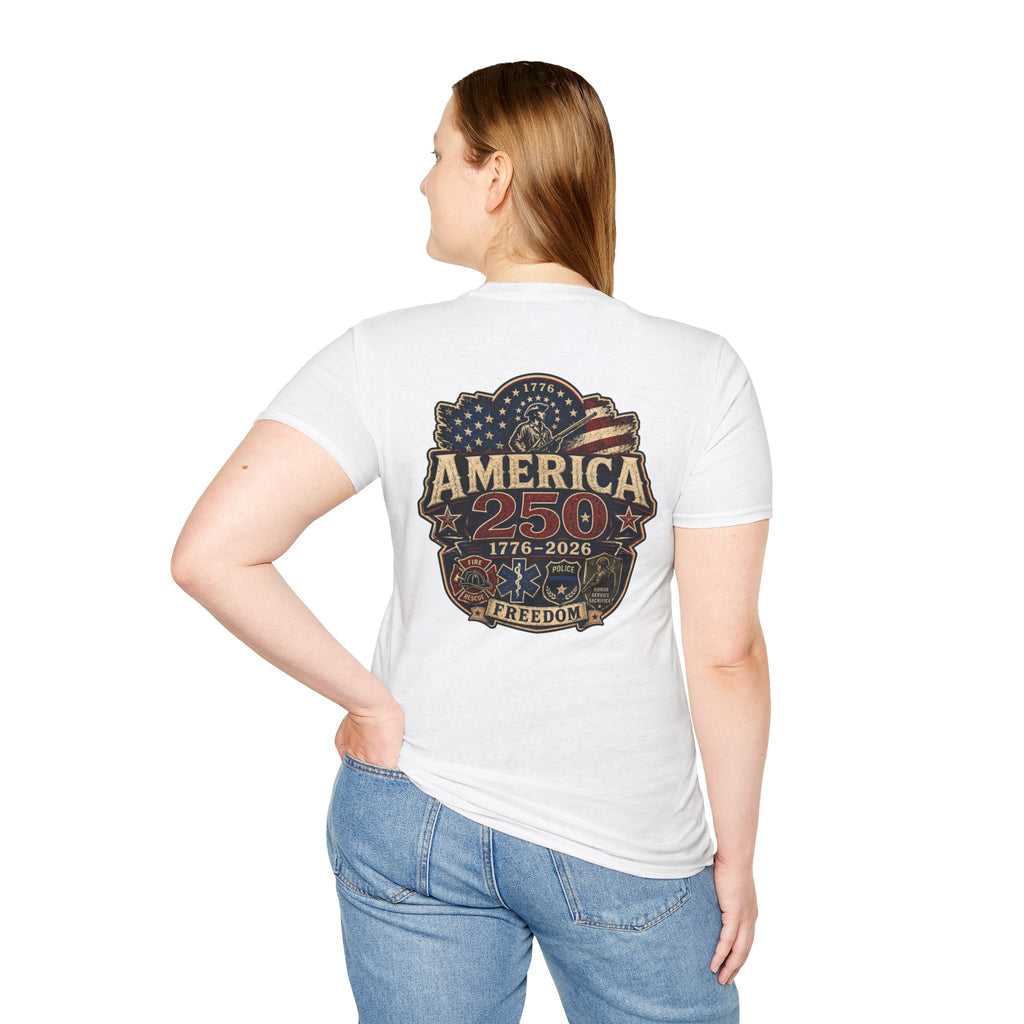 America 250 First Responder Freedom T-Shirt | 1776–2026 Patriotic Tee