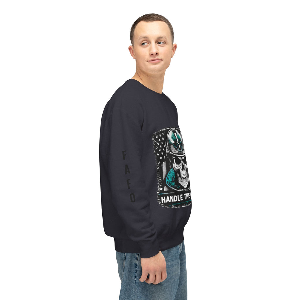 Handle The Chaos Sweatshirt — Military Skull Flag Crewneck