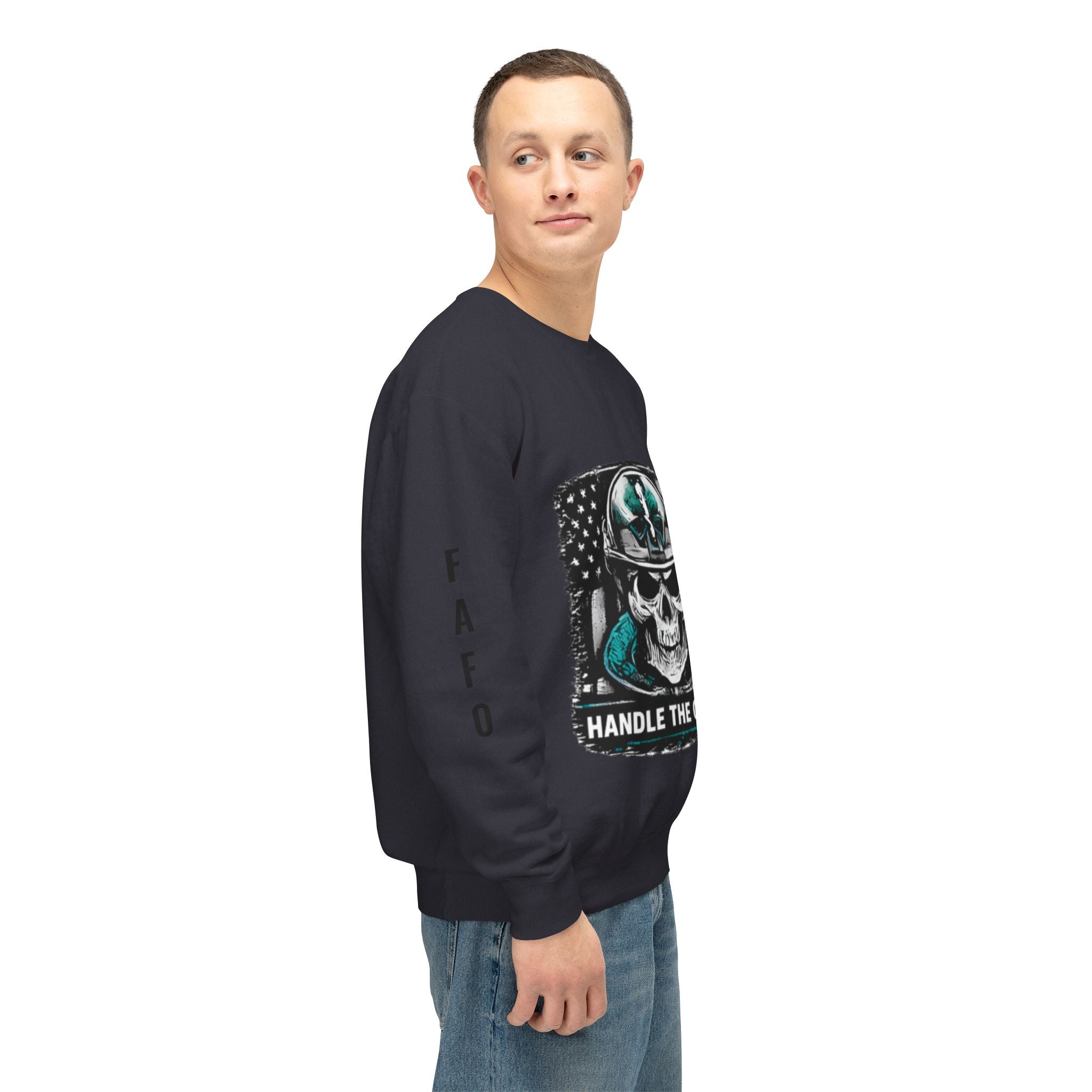 Handle The Chaos Sweatshirt — Military Skull Flag Crewneck
