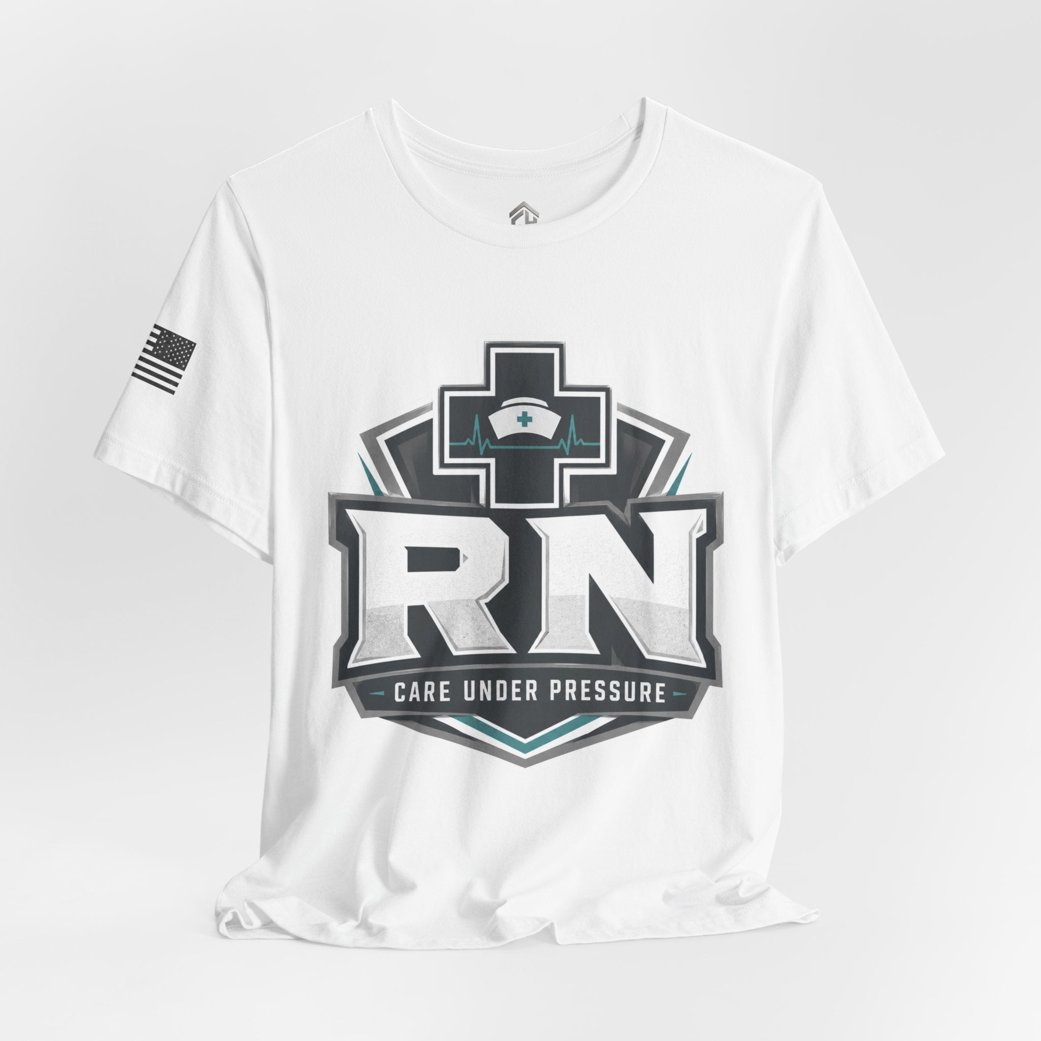 RN Nurse T-Shirt — 'Care Under Pressure' Medical Tee for Registered Nurses