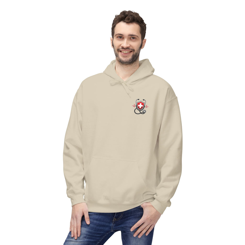 ER Nurse Hoodie - "Present in Chaos, Fueled by Caffeine & Compassion" Medical Staff Pullover