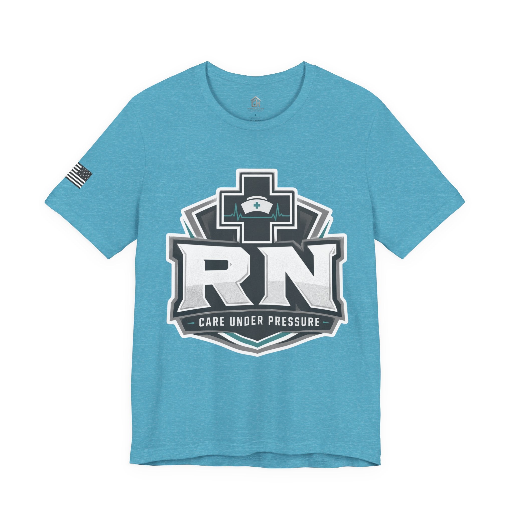 RN Nurse T-Shirt — 'Care Under Pressure' Medical Tee for Registered Nurses