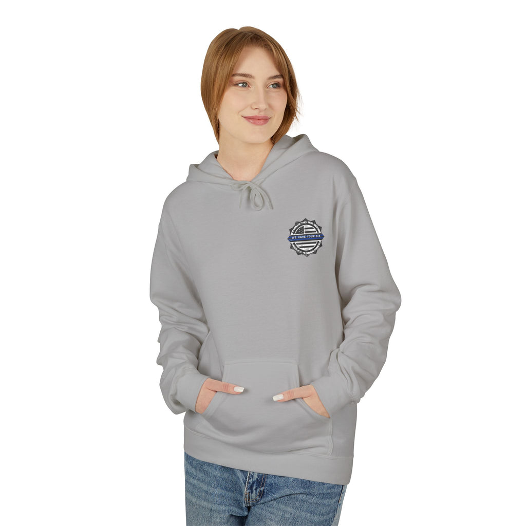 Thin Blue Line Skull Hoodie – Police Support American Flag Back Print