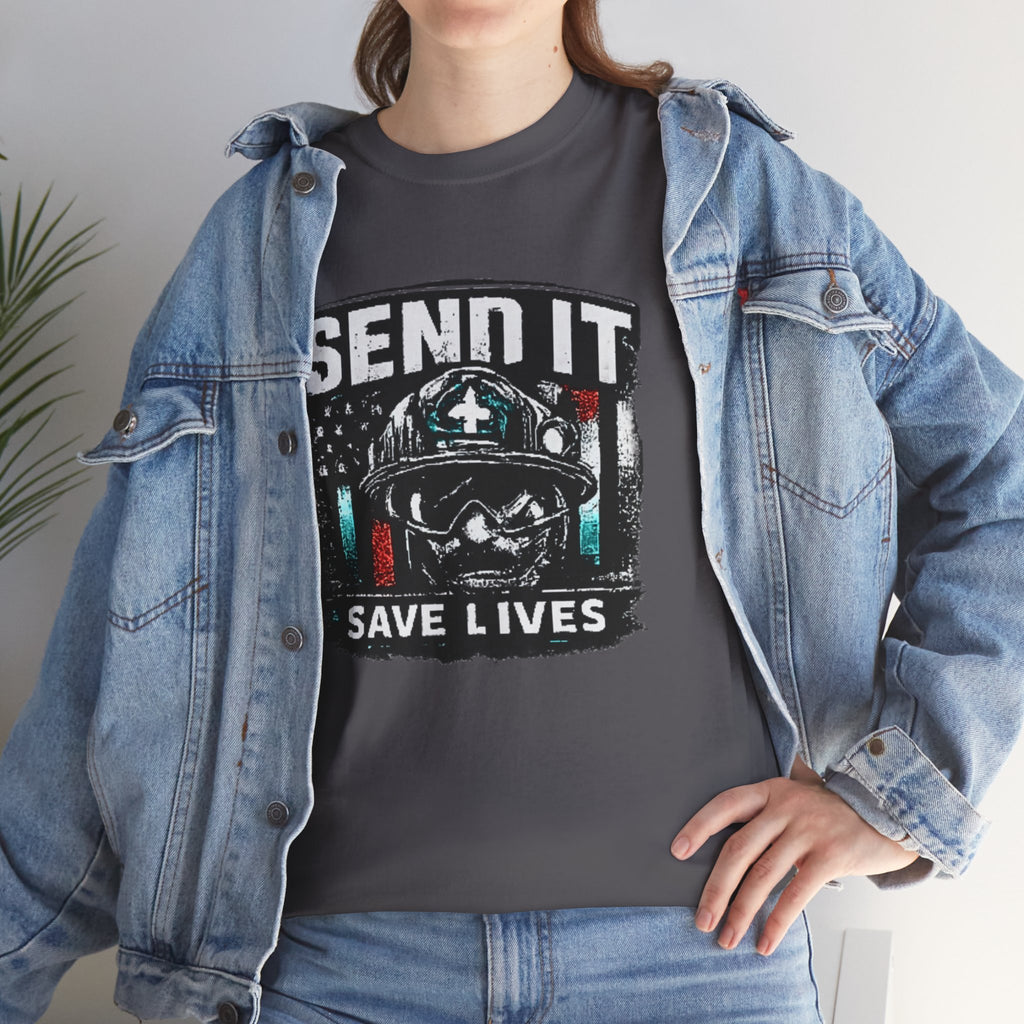 Send It Save Lives T‑Shirt — EMS/Paramedic Rescue Helmet Tee