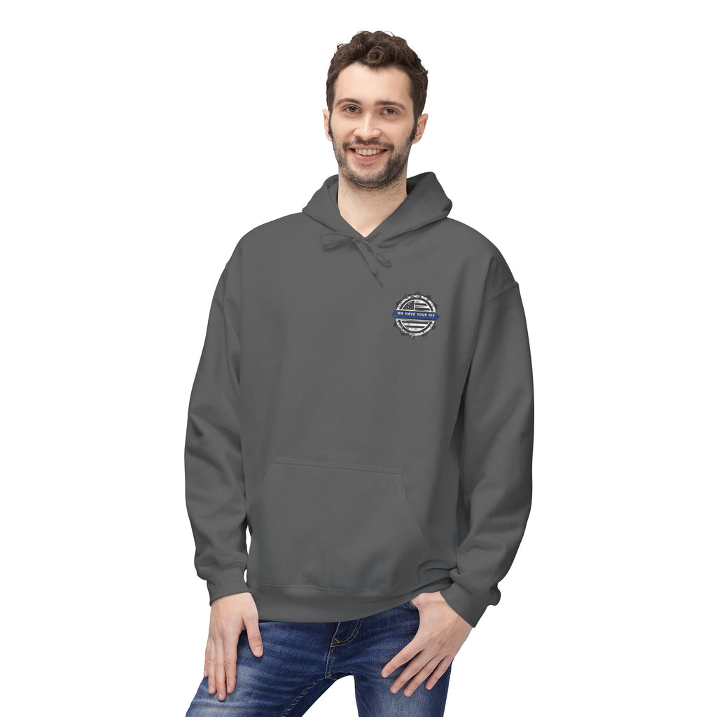 Thin Blue Line Skull Hoodie – Police Support American Flag Back Print