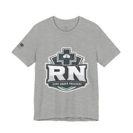 RN Nurse Logo T‑Shirt — Care Under Pressure Crew Tee