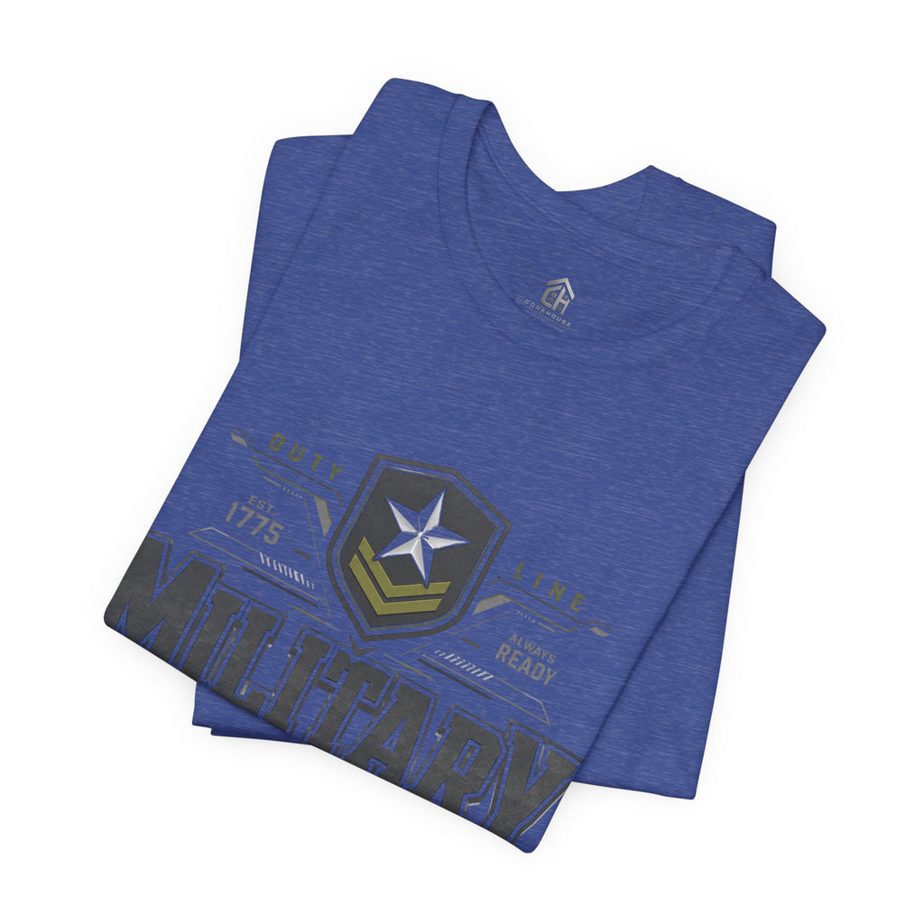 Military Graphic Tee — "No Better Friend, No Worse Enemy" Patriotic Crewneck