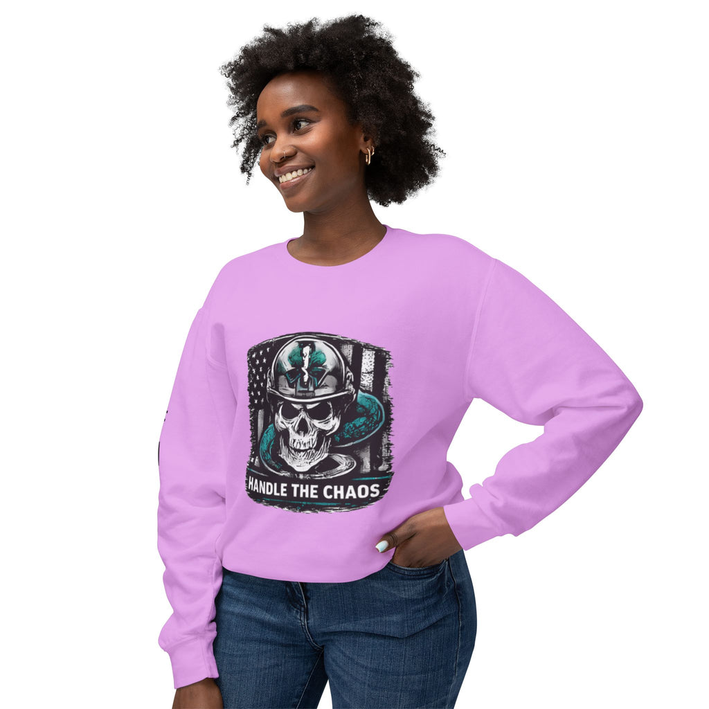 Handle The Chaos Sweatshirt — Military Skull Flag Crewneck
