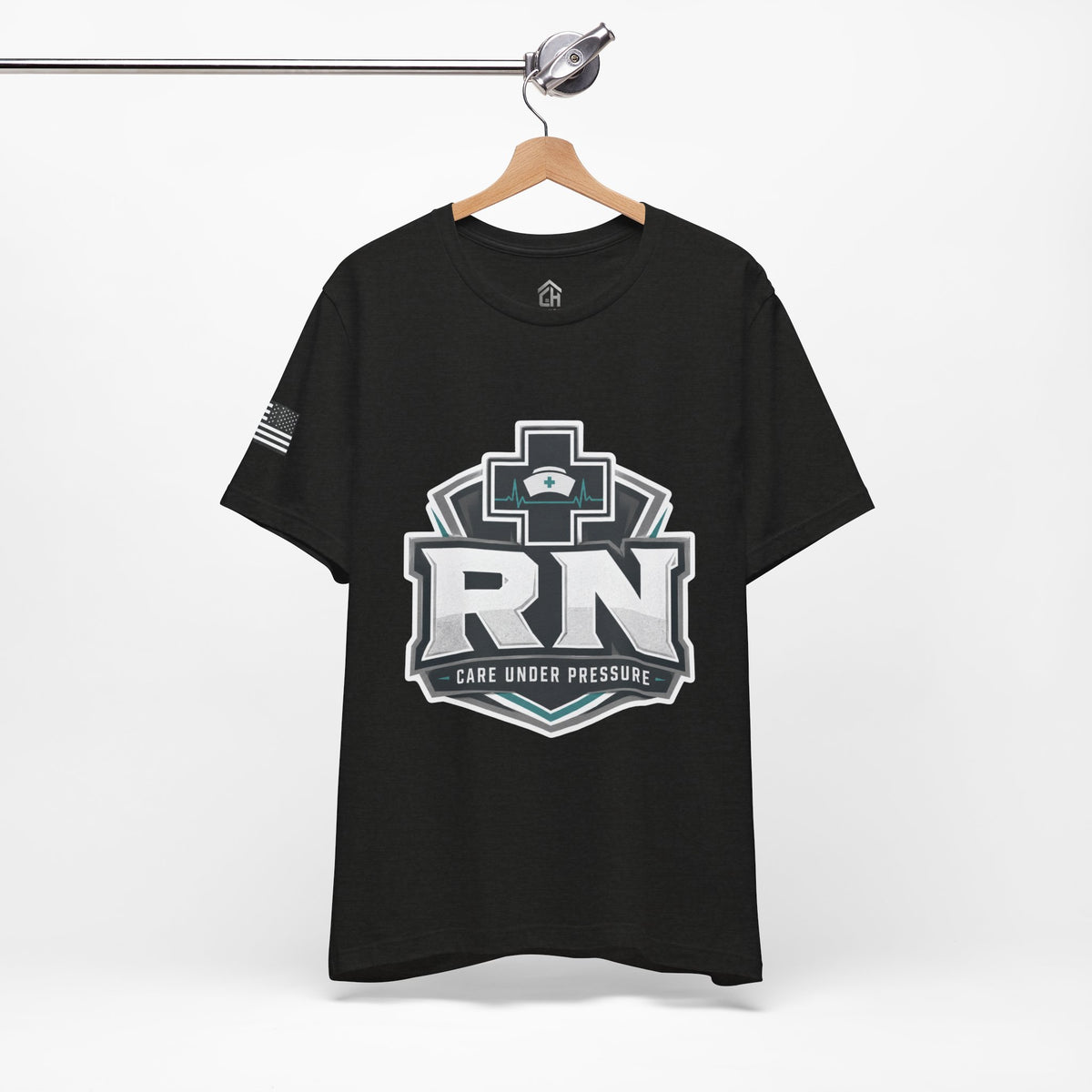 RN Nurse Logo T‑Shirt — Care Under Pressure Crew Tee
