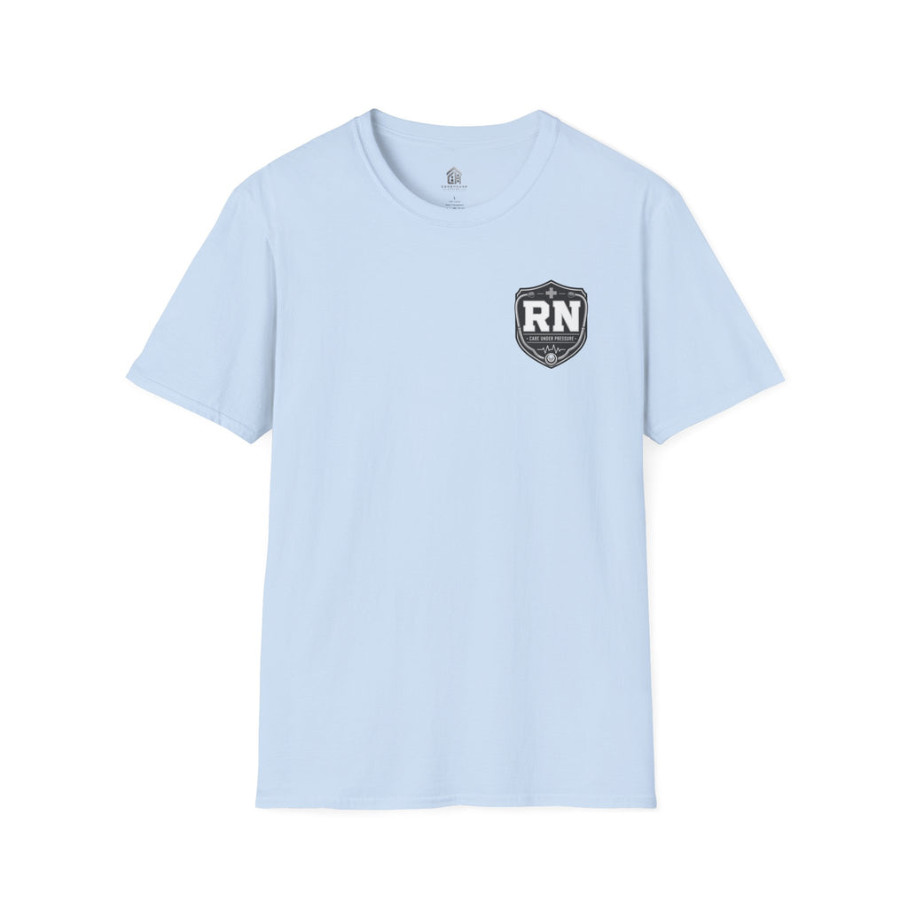 RN Badge T‑Shirt — Registered Nurse American flag
