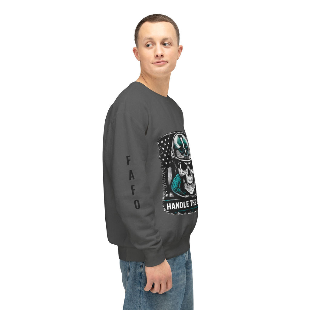 Handle The Chaos Sweatshirt — Military Skull Flag Crewneck