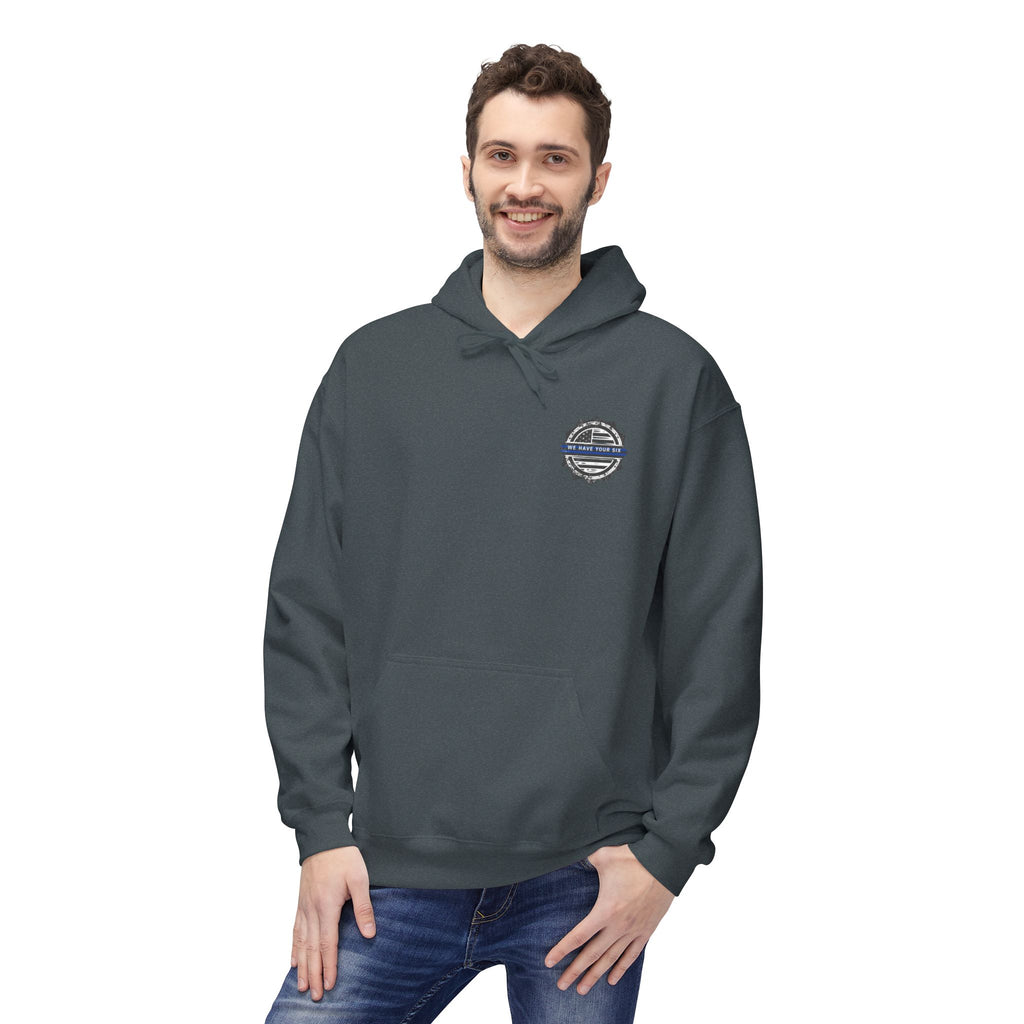 Thin Blue Line Skull Hoodie – Police Support American Flag Back Print