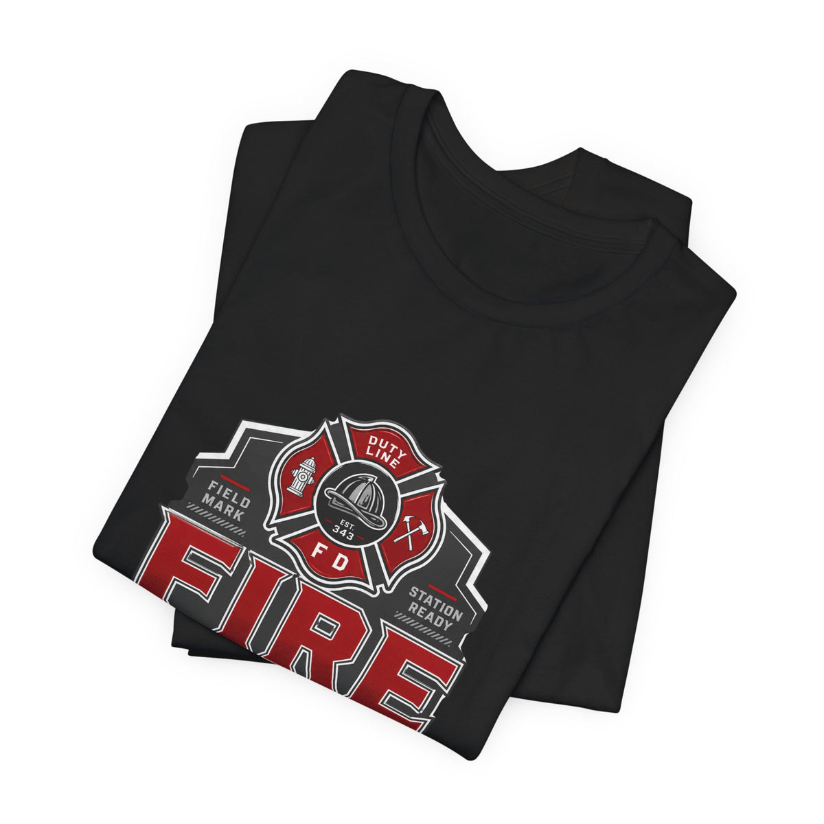 Firefighter T-Shirt — "Built for the Call" Fire Dept Badge Tee