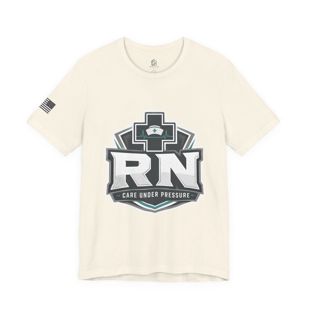 RN Nurse Logo T‑Shirt — Care Under Pressure Crew Tee