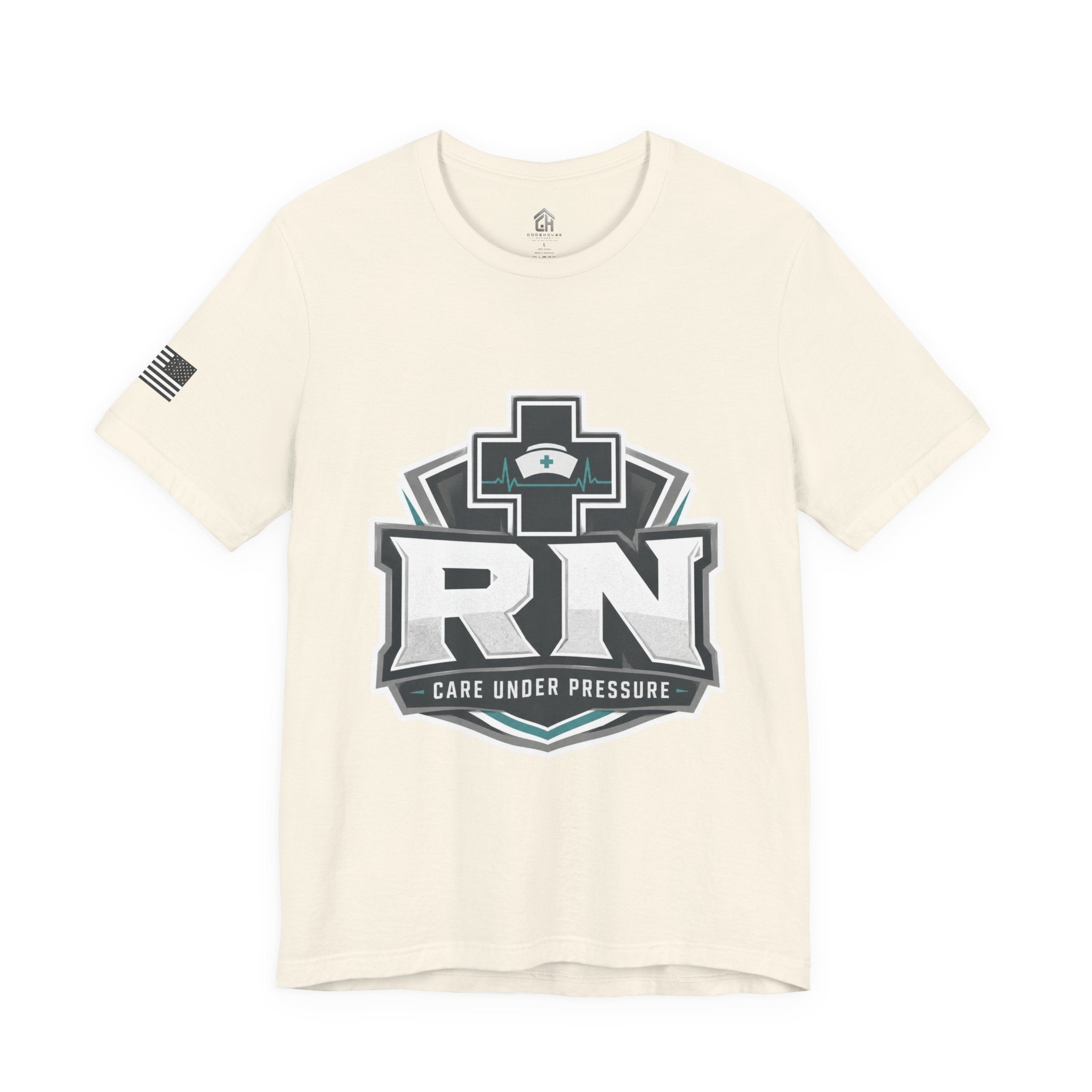 RN Nurse Logo T‑Shirt — Care Under Pressure Crew Tee