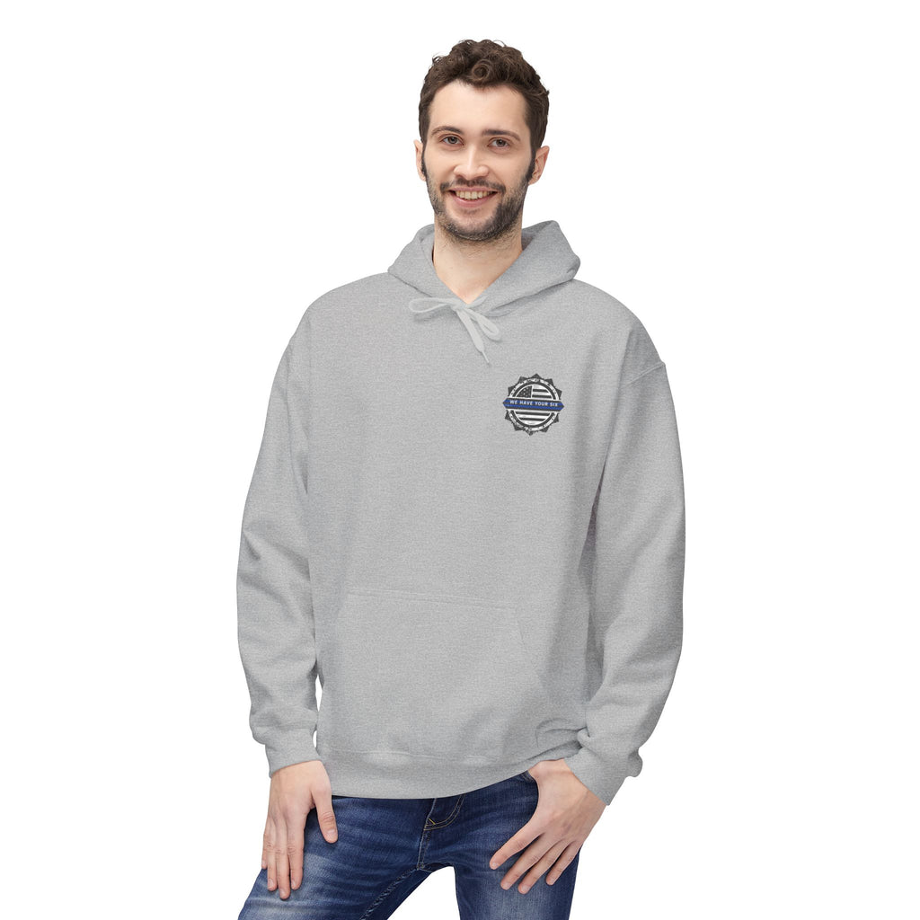 Thin Blue Line Skull Hoodie – Police Support American Flag Back Print