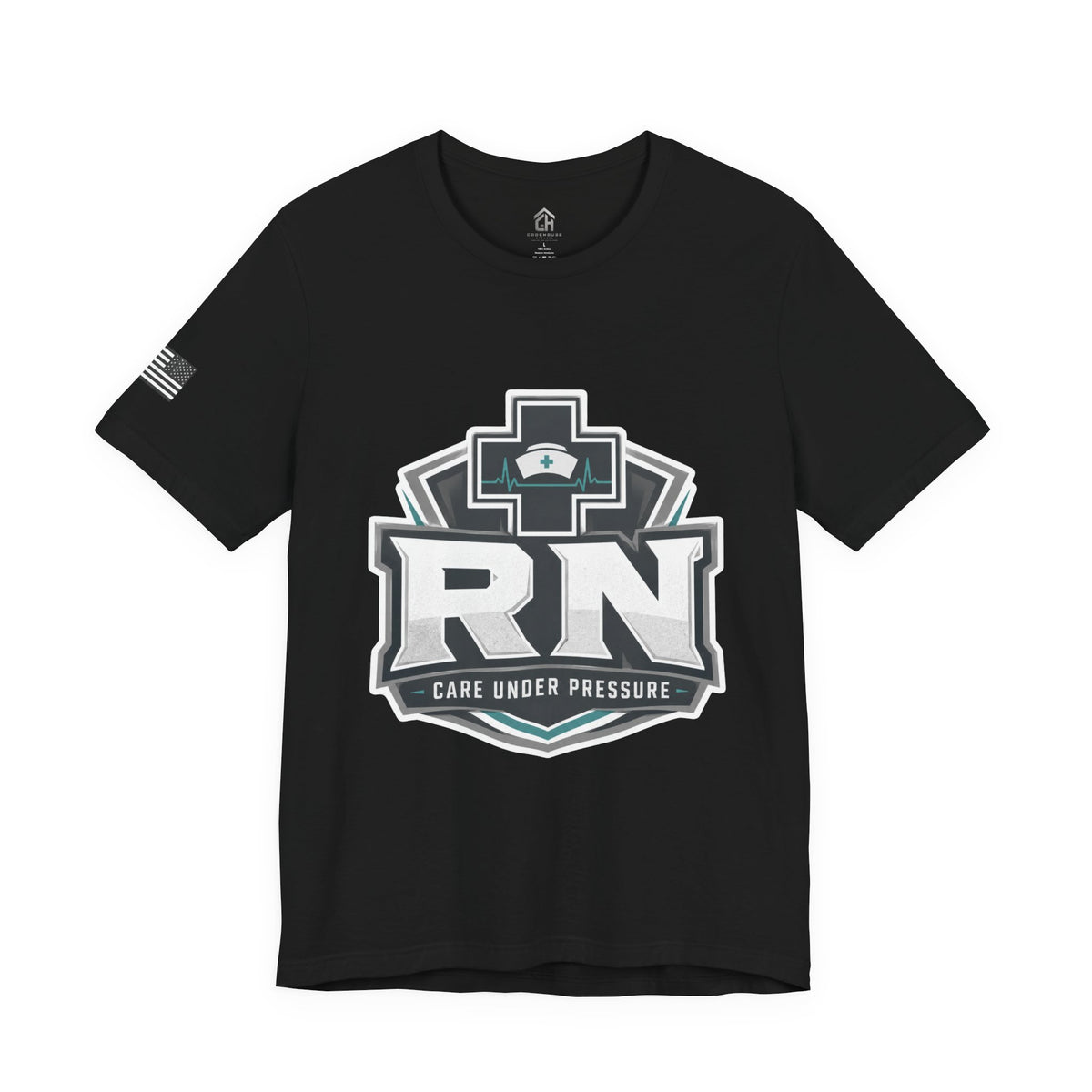RN Nurse Logo T‑Shirt — Care Under Pressure Crew Tee