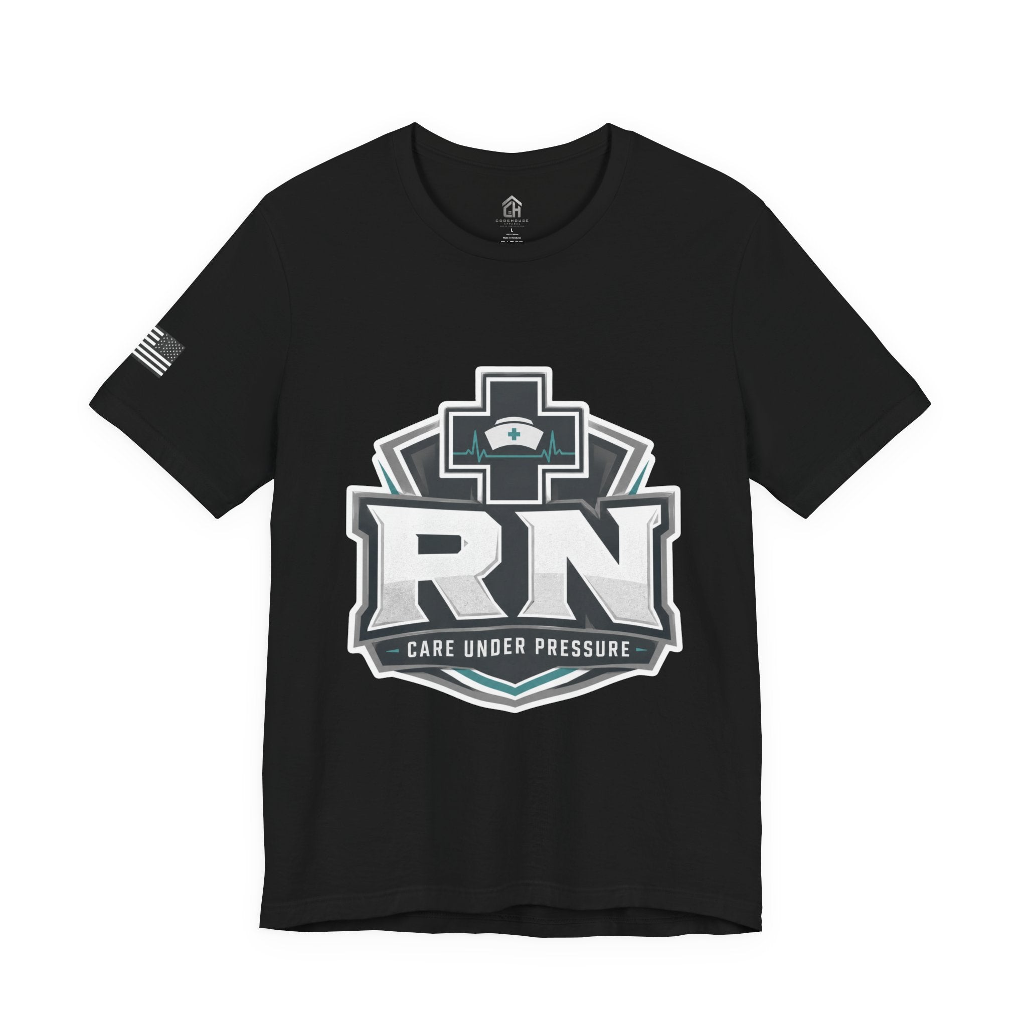 RN Nurse Logo T‑Shirt — Care Under Pressure Crew Tee