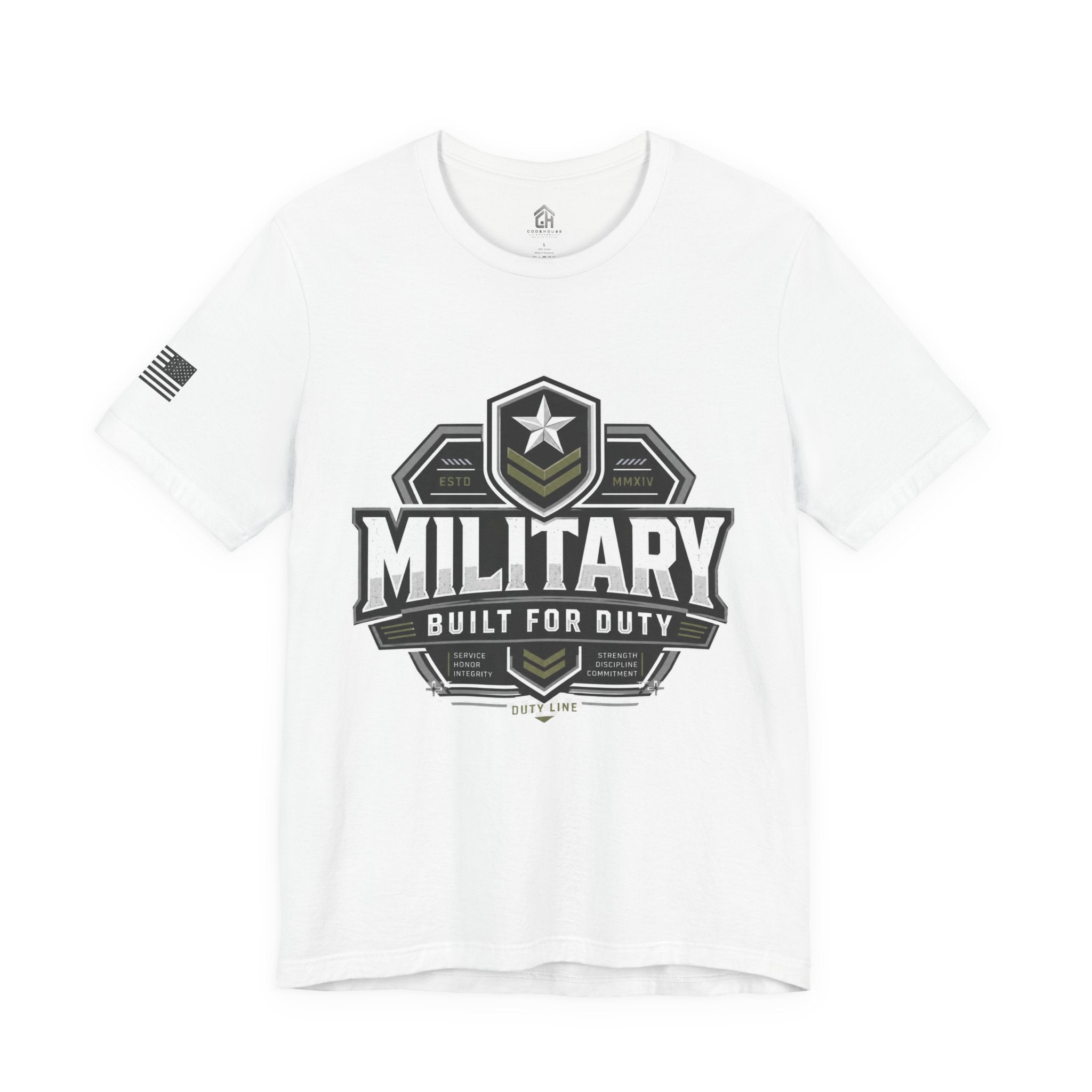 Military 'Built for Duty' T-Shirt — Patriotic Veteran & Active Duty Tee