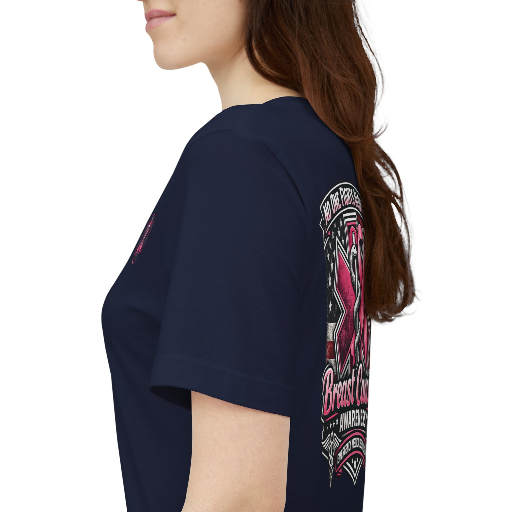 No One Fights Alone – Breast Cancer Awareness EMS T-Shirt