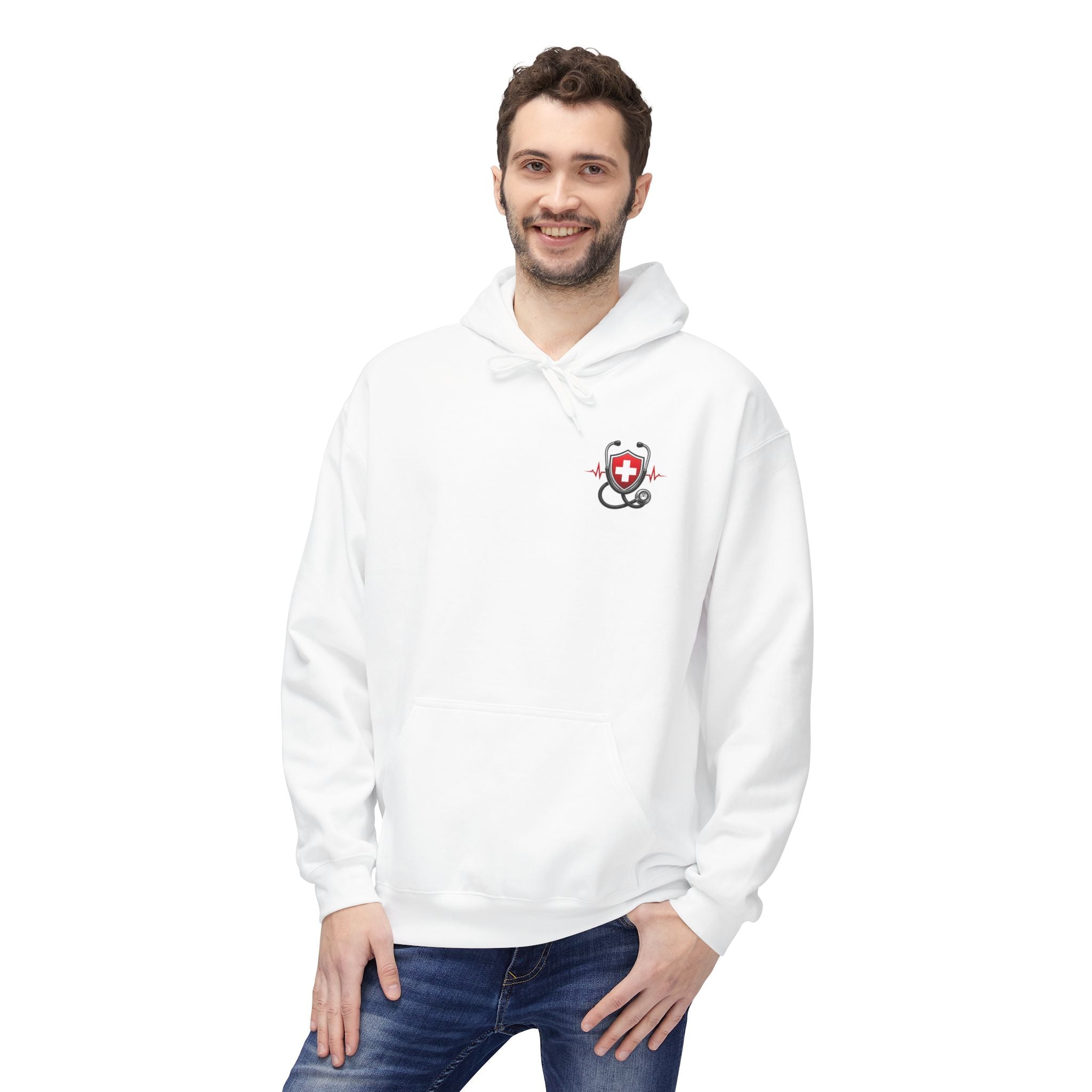 ER Nurse Hoodie - "Present in Chaos, Fueled by Caffeine & Compassion" Medical Staff Pullover