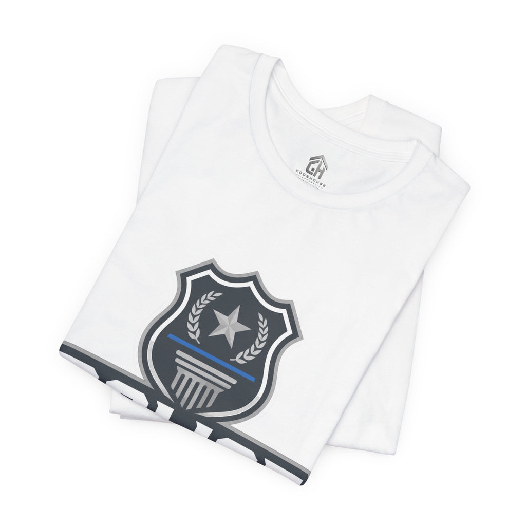 Police Shield T-Shirt — "Steady Under Pressure" Thin Blue Line Tribute