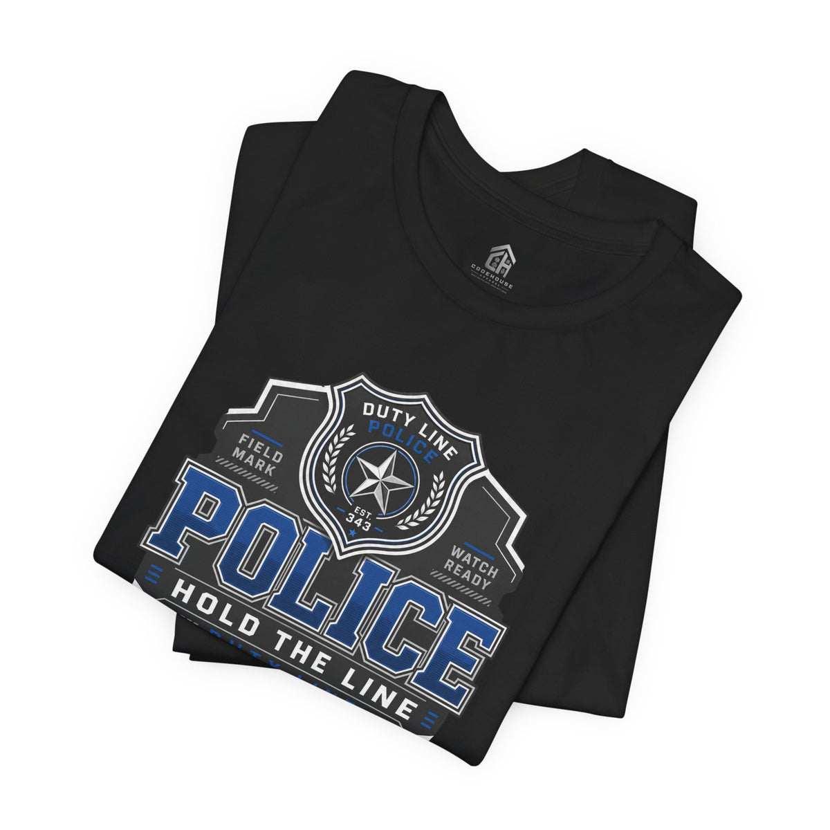 Police 'Hold the Line' Badge T‑Shirt — Thin Blue Line Support Tee