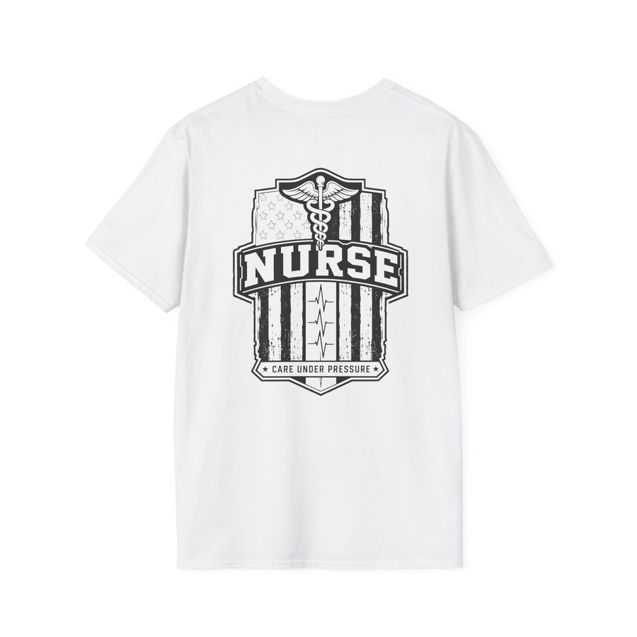 RN Badge T‑Shirt — Registered Nurse American flag