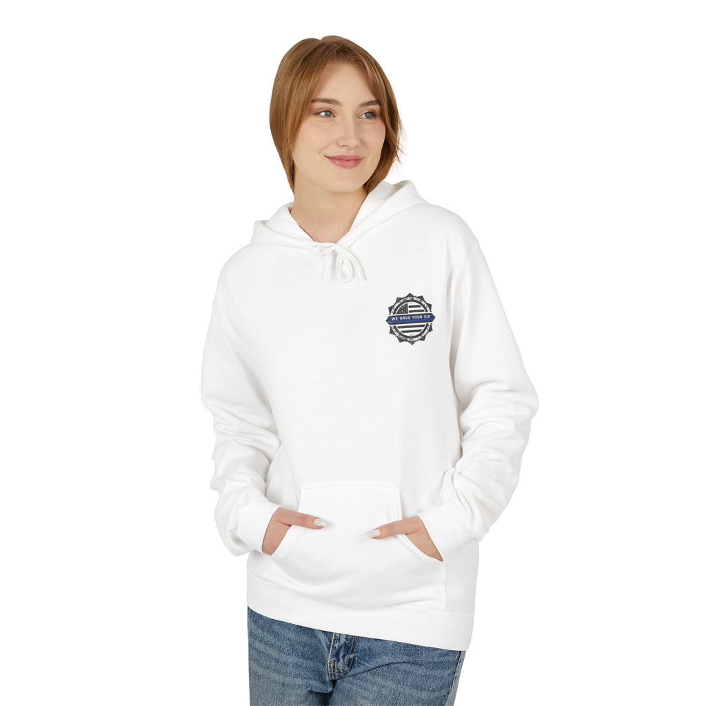 Thin Blue Line Skull Hoodie – Police Support American Flag Back Print