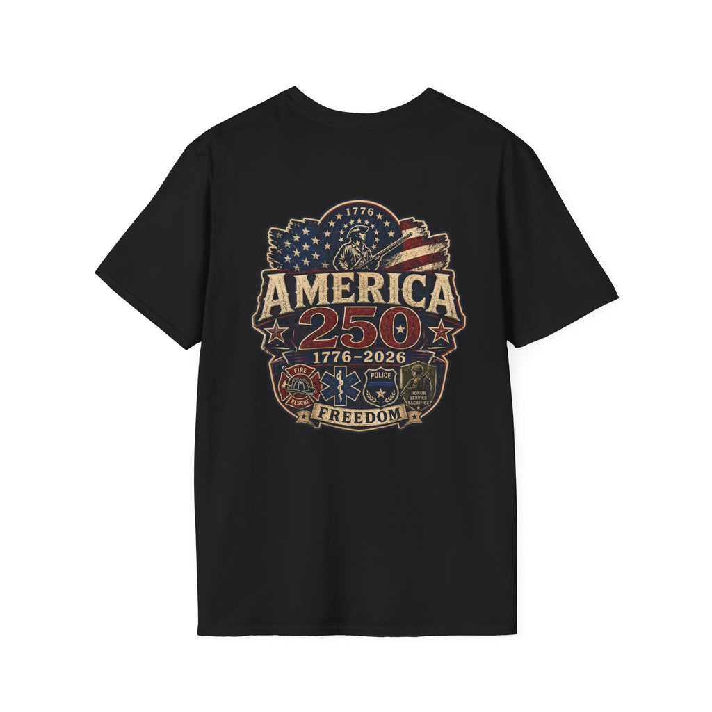 America 250 First Responder Freedom T-Shirt | 1776–2026 Patriotic Tee