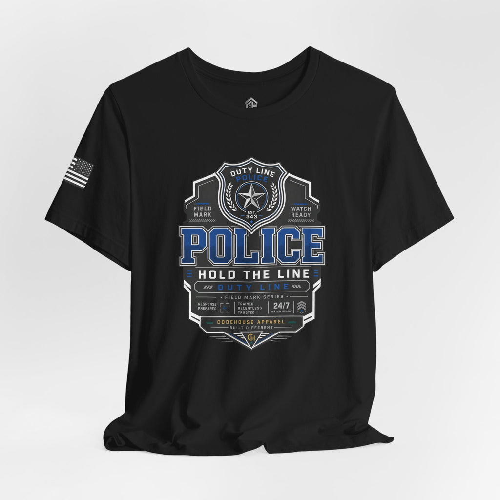 Hold the Line Police Badge Tee