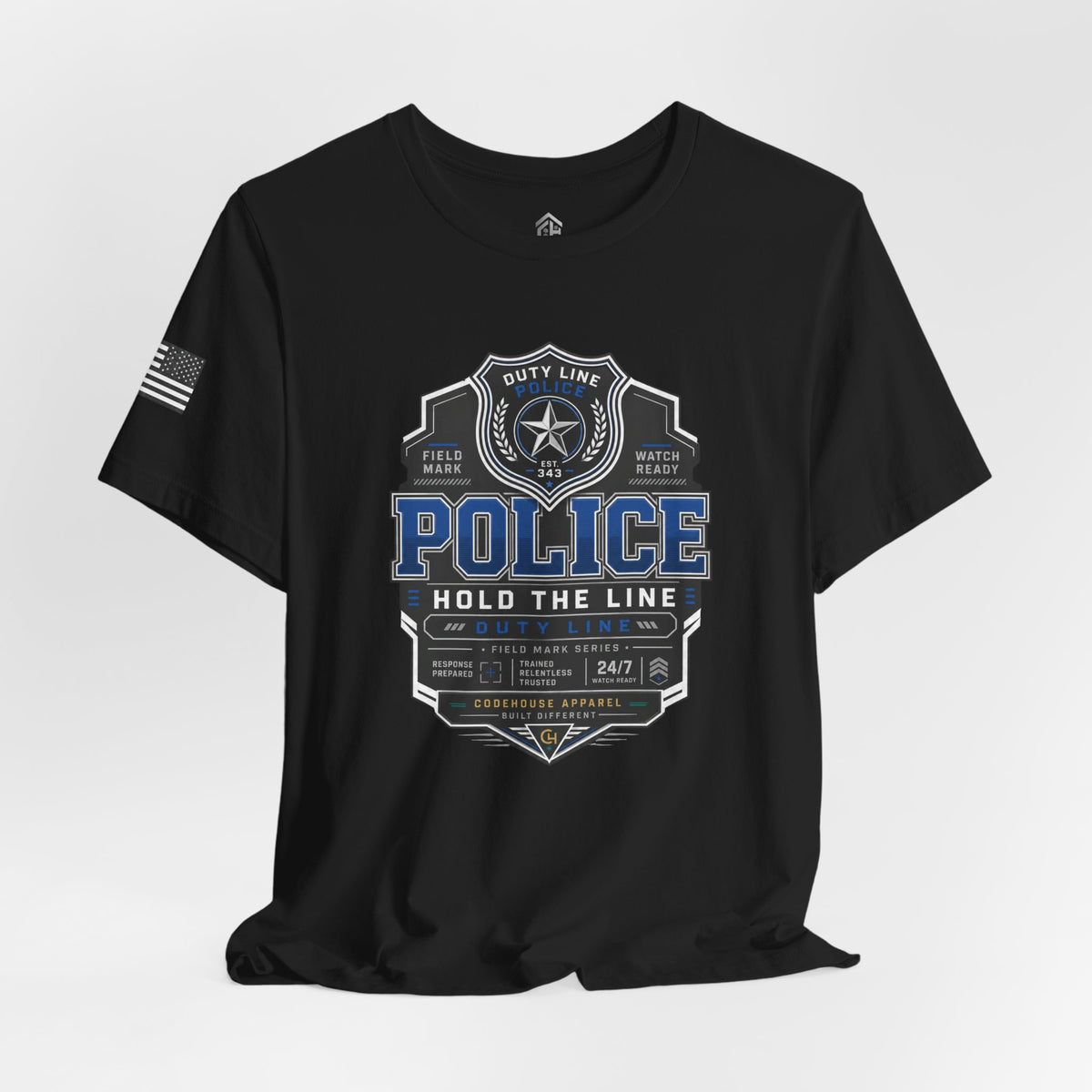 Hold the Line Police Badge Tee