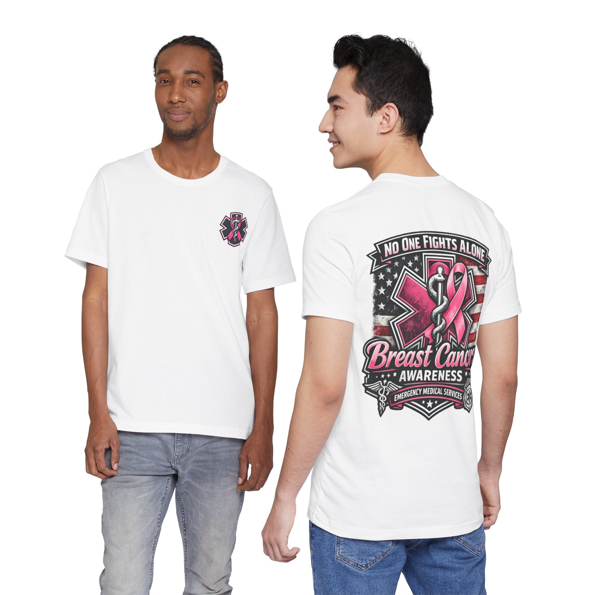 No One Fights Alone – Breast Cancer Awareness EMS T-Shirt