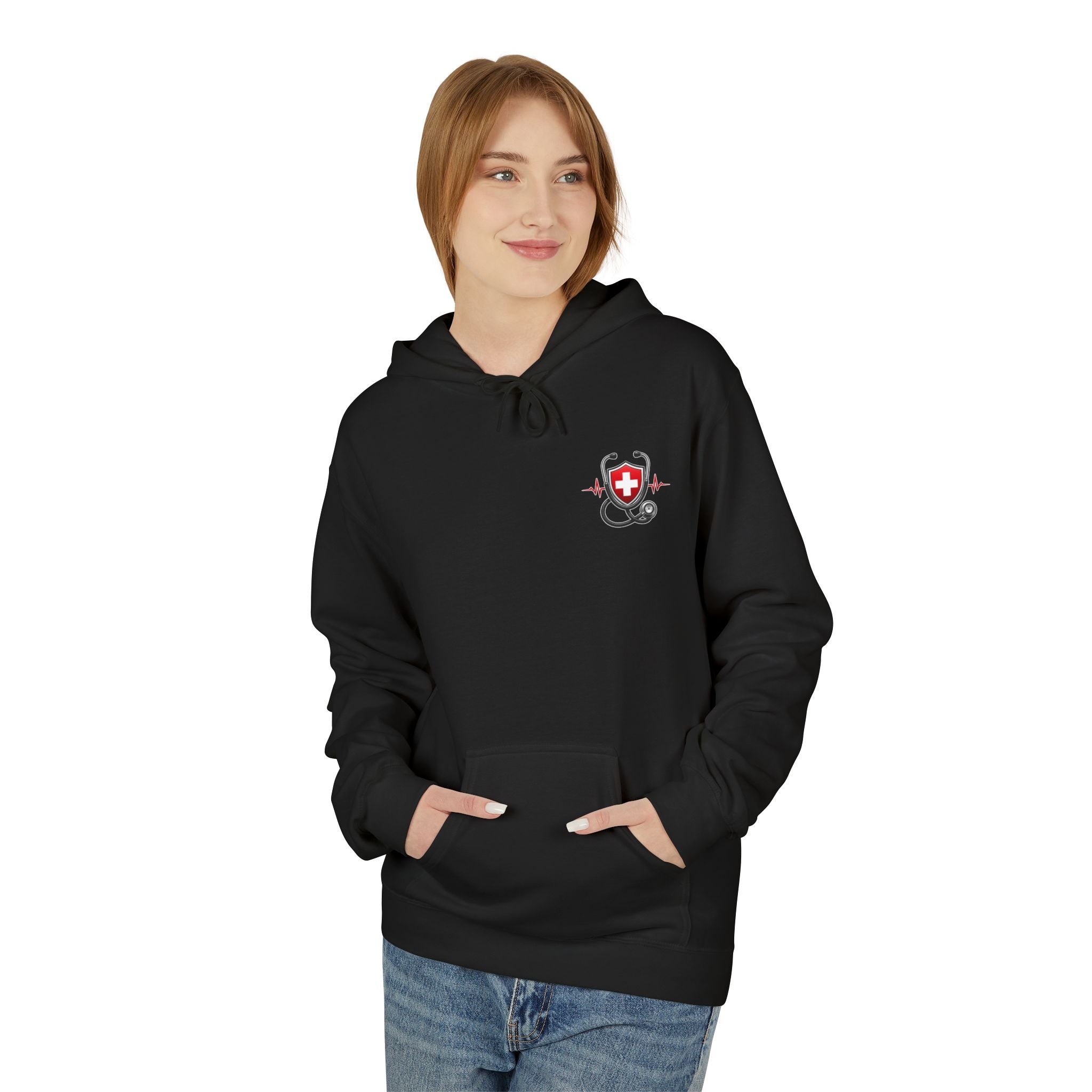 ER Nurse Hoodie - "Present in Chaos, Fueled by Caffeine & Compassion" Medical Staff Pullover
