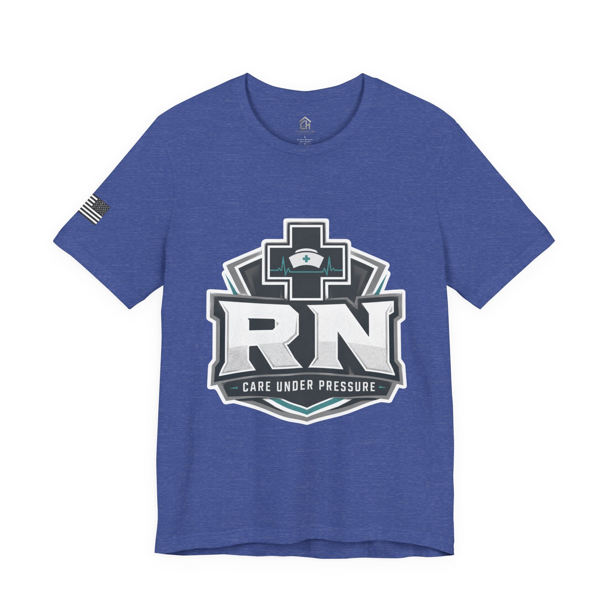 RN Nurse Logo T‑Shirt — Care Under Pressure Crew Tee